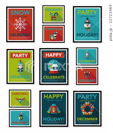 Christmas poster flat banner design flat background set, eps10 12723464