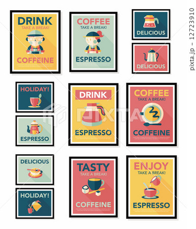Coffee poster flat banner design flat background set, eps10 12723910