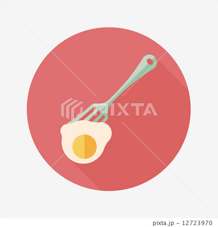 kitchenware fork and egg flat icon with long shadow,eps10 12723970
