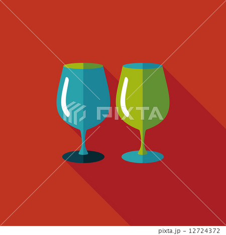 kitchenware glass cup flat icon with long shadow,eps10 12724372