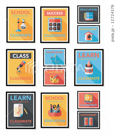 School poster flat banner design flat background set, eps10 School poster flat banner design flat background set, eps10 12724376