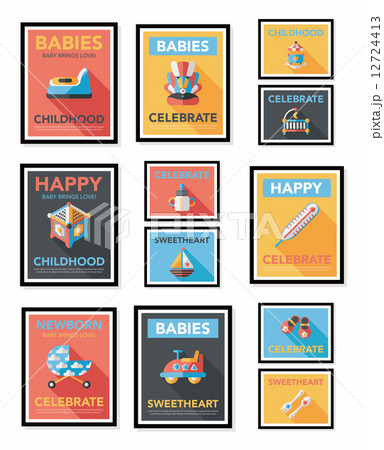 Baby poster flat banner design flat background set, eps10 12724413