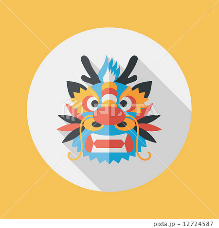 Chinese New Year flat icon with long shadow,eps10,The dragon and Chinese New Year flat icon with long shadow,eps10,The dragon and 12724587