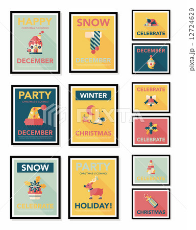 Christmas poster flat banner design flat background set, eps10 12724629