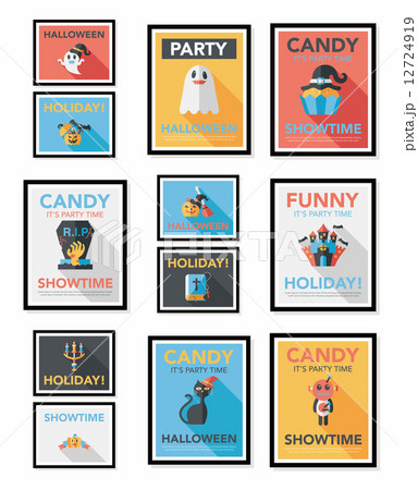Halloween poster banner design flat background set, eps10 12724919