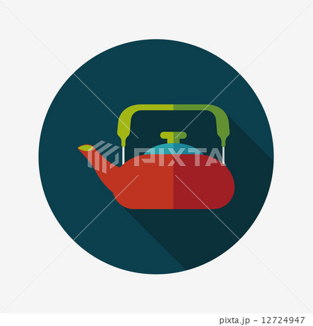 kitchenware tea pot flat icon with long shadow,eps10 kitchenware tea pot flat icon with long shadow,eps10 12724947