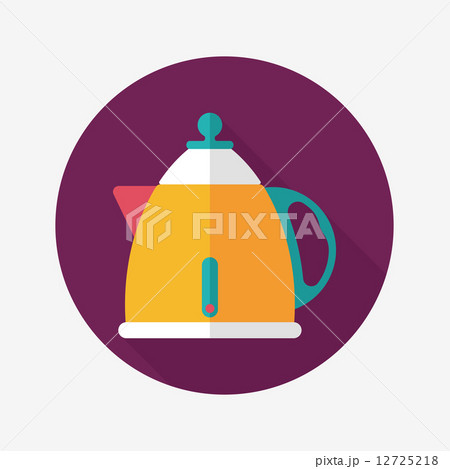 kitchenware tea pot flat icon with long shadow,eps10 12725218