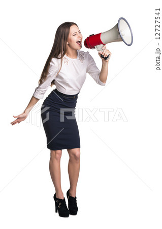 Business woman with megaphone Business woman with megaphone 12727541