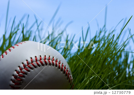 baseball, grass and blue sky 12730779