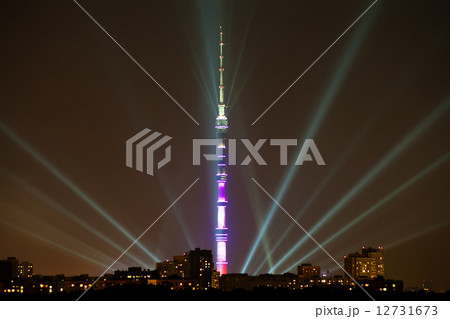 Night lighting in Moscow and TV Tower Night lighting in Moscow and TV Tower 12731673