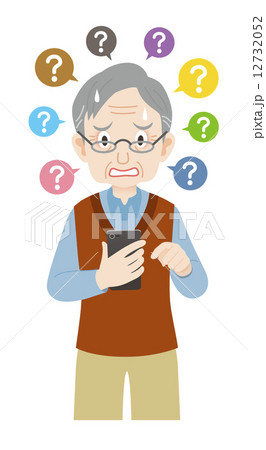 スマートフォン操作中の老人　分からない 12732052