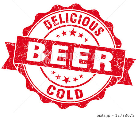 Delicious cold beer red grunge vintage seal 12733675