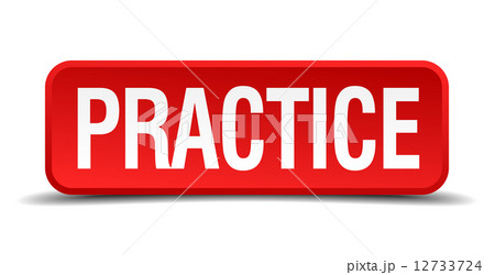 Practice red 3d square button isolated on white 12733724