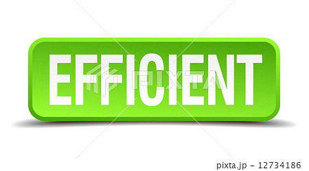 Efficient green 3d realistic square isolated button 12734186