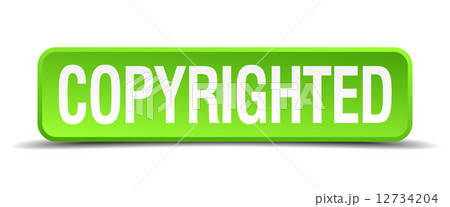copyrighted green 3d realistic square isolated button 12734204