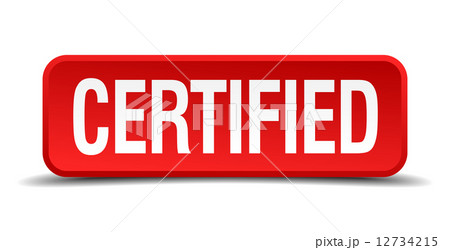 certified red three-dimensional square button isolated on white background certified red three-dimensional square button isolated on white background 12734215