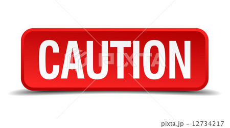 caution red three-dimensional square button isolated on white background caution red three-dimensional square button isolated on white background 12734217
