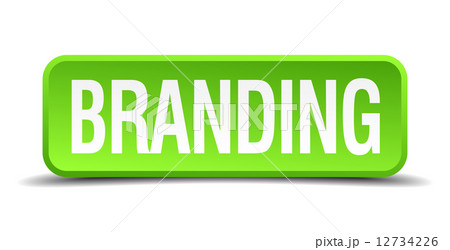 Branding green 3d realistic square isolated button 12734226