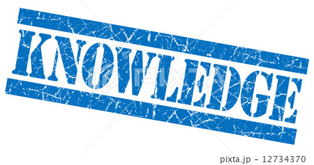 Knowledge blue square grunge textured stamp isolated on white 12734370