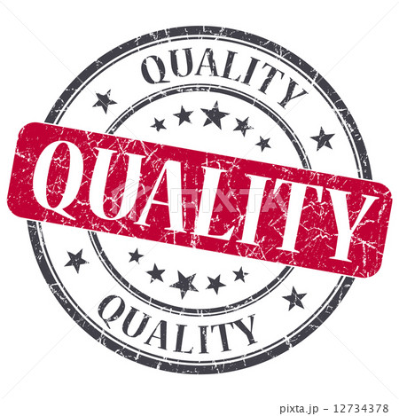 Quality red grunge round stamp on white background Quality red grunge round stamp on white background 12734378