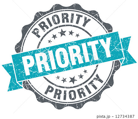 Priority turquoise grunge retro style isolated seal 12734387