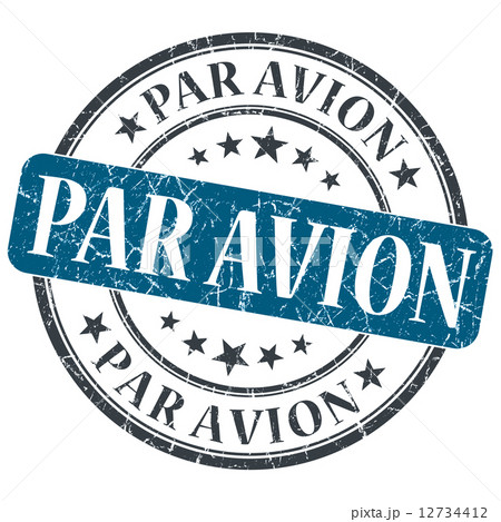 Par avion blue round grungy stamp isolated on white background 12734412