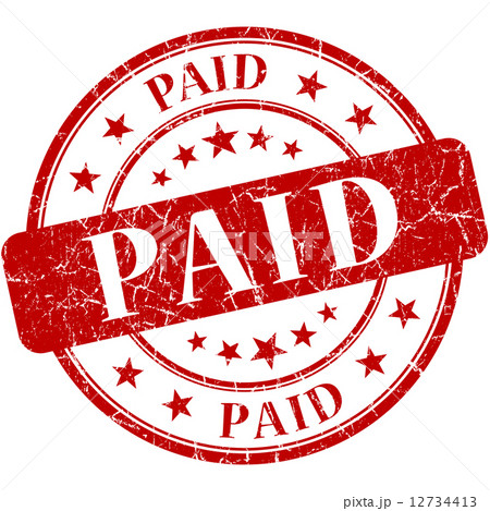 Paid grunge red round stamp 12734413