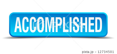 accomplished blue 3d realistic square isolated button accomplished blue 3d realistic square isolated button 12734501