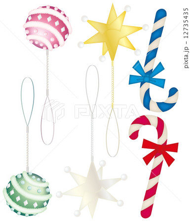 クリスマス オーナメント ボール スター ステッキのイラスト素材