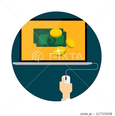 Pay Per Click Flat Concept for Web Marketing. Vector Illustratio 12735698