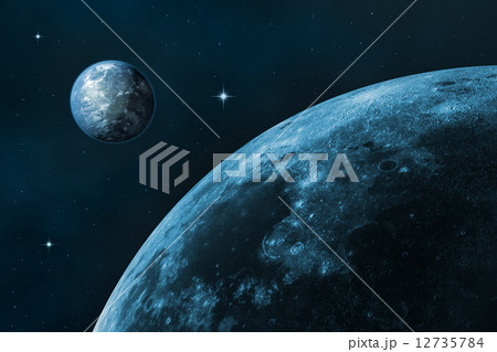 Moon and Earth Moon and Earth 12735784