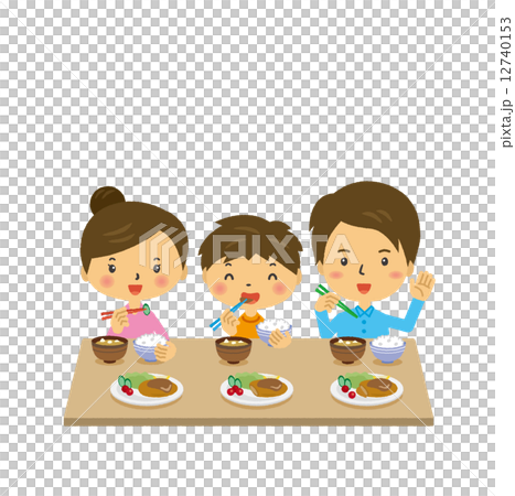 家族　食卓　団欒　食事 12740153