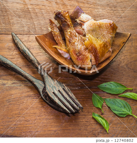 grilled chicken on wood table 12740802