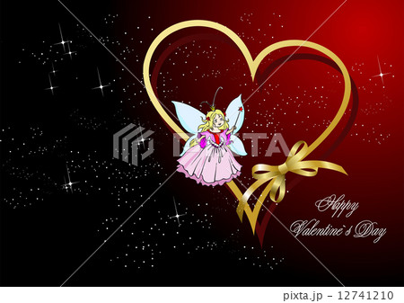 Greeting card for Valentine`s Day with hearts and princess image Greeting card for Valentine`s Day with hearts and princess image 12741210