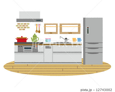 キッチン 台所 窓 冷蔵庫のイラスト素材 12743002 Pixta