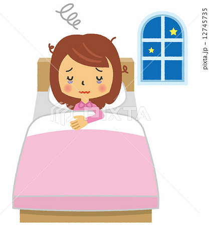 寝不足 女性 不眠症 睡眠不足 二頭身 シリーズ のイラスト素材 12745735 Pixta