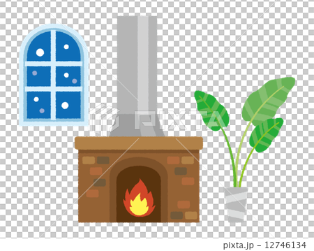 暖炉 囲炉裏 冬 窓 雪のイラスト素材 暖炉 囲炉裏 冬 窓 雪のイラスト素材