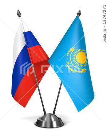 Kazakhstan and Russia - Miniature Flags. 12747271