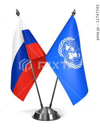 UN and Russia - Miniature Flags. 12747293