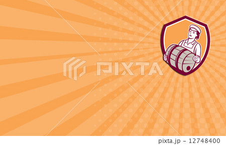 Business card Female Bartender Carrying Keg Shield Retro Business card Female Bartender Carrying Keg Shield Retro 12748400