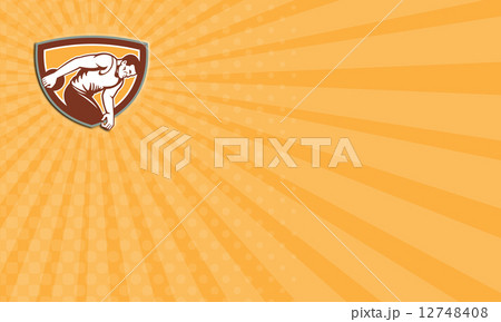 Business card Discus Thrower Shield Retro 12748408