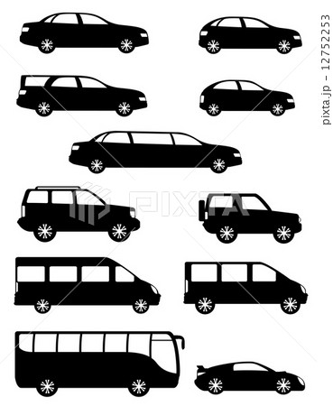 set icons passenger cars with different bodies black silhouette 12752253
