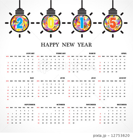 Calendar 2015 design template week starts Sunday. 12753620