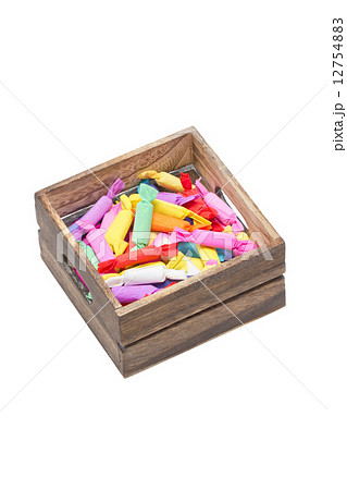 Colorful antique candy in wooden crate.の写真素材 [12754883] - PIXTA