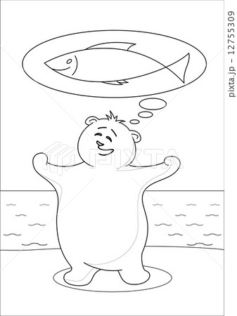 Teddy bear fisherman, contours 12755309