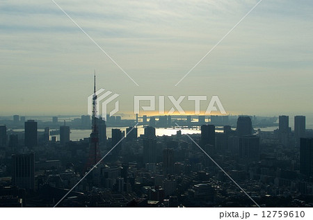 朝焼けの東京タワーの写真素材