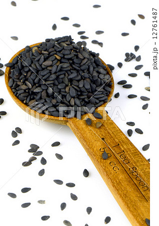 Black Sesame Seeds (Sesamum orientale L.) isolated on white background. Black Sesame Seeds (Sesamum orientale L.) isolated on white background. 12761487