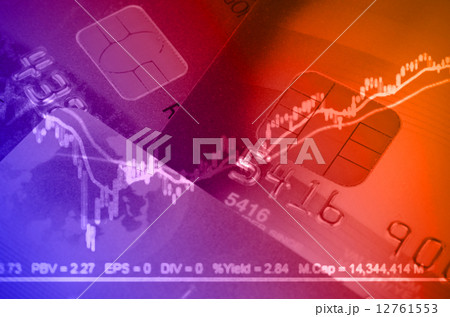 Credit Cart with Chip Set and Stock Chart in Financial Concept. Credit Cart with Chip Set and Stock Chart in Financial Concept. 12761553