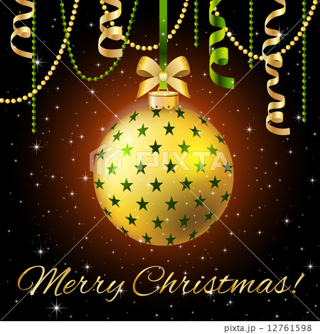 New Year greeting card. Christmas Ball with bow and ribbon. 12761598
