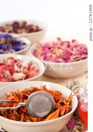 Herbal natural floral tea infusion with dry flowers 12761966
